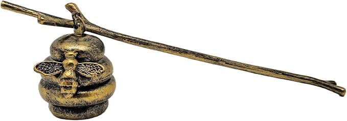 AIM & GGKK Vintage Bronze Beehive Candle Snuffer Extinguisher - Long Handle for Safe Flame Out, Decorative Candle Accessory with Bee Design