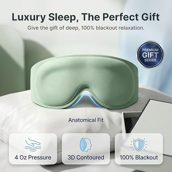 3D Contoured Weighted Sleep Mask: Full Coverage Eye Mask for Night Shift Workers, Blackout Eye Cover Design - Soft Memory Foam, Daytime Nap Gadget After Late Hours, Bedroom and Night Use