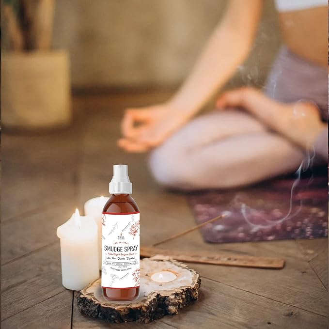 SOUL STICKS White Sage & Dragon’s Blood Smudge Spray – 3.5oz Smokeless Energy Mist with Quartz Crystals – Protective Smudging Spray for Aura Cleansing & Home Energy Clearing