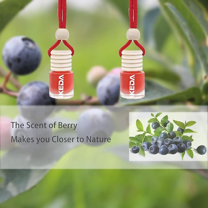 ikeda fragrance Car Air Freshener 4ml Car Scents | 45-Days Keep Fragrance | Automotive Hanging Diffuser Bottles | Remove Auto Odor Long-Lasting Fresh Air for Home Deodorizer…… (Berry)