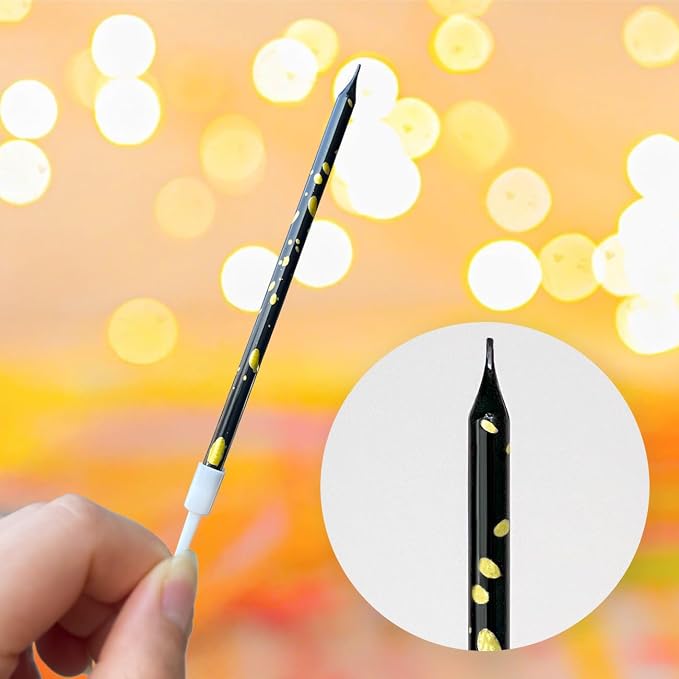 24-Count Black & Gold Birthday Candles, 5.5 Inch Long Thin Cake Candles for Wedding, Celebration, Birthday Party Cake Cupcake Decorations