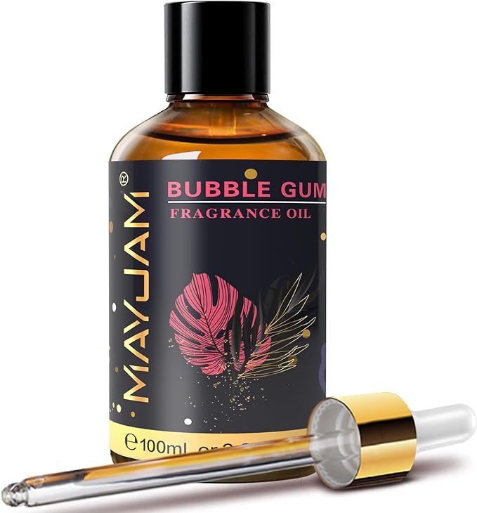 MAYJAM 100ML/3.38FL.OZ Bubble Gum Fragrance Oils with Glass Dropper, Essential Oils for Diffusers for Home, Long Lasting Scented Oils for Diffusers Soap Candle Making