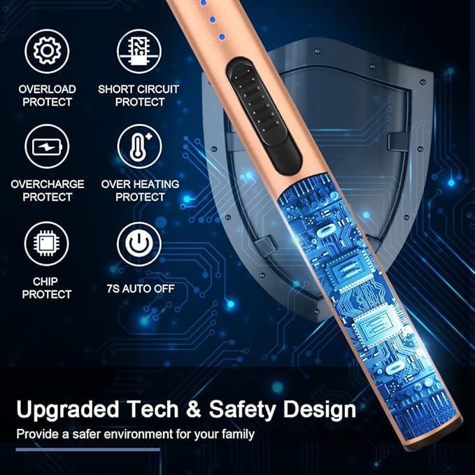 SUPRUS Electric Arc Windproof Flameless USB Rechargeable Lighter with Safety Lock for Candle (Peach Fuzz, 3 Packs)