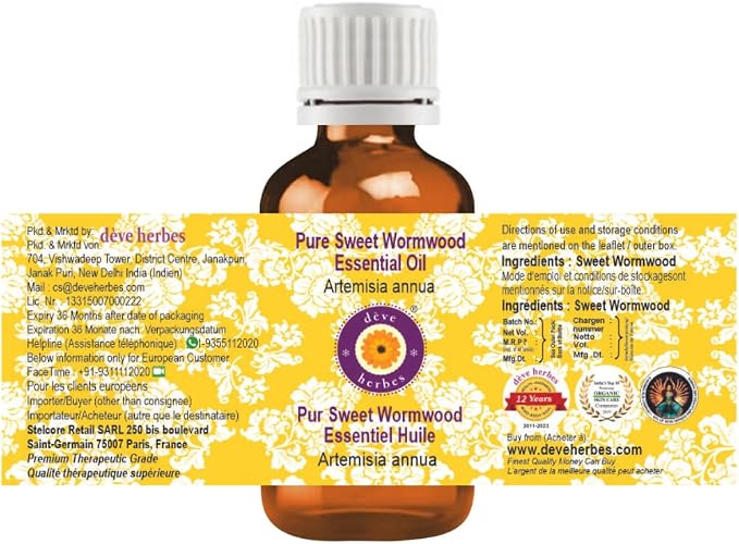 dève herbes Sweet Wormwood Essential Oil (Artemisia annua) Pure | Non-Sticky | Non-Greasy | Lightweight | Men & Women | All Skin Types | Steam Distilled 30ml (1 oz)