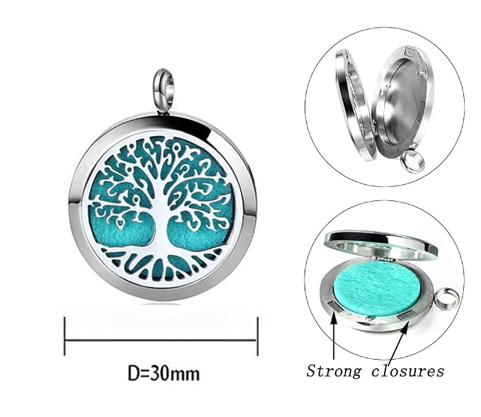 Aromatherapy Essential Oil Diffuser Necklace Stainless Steel lnspirational Locket Pendant(Angel Wings)