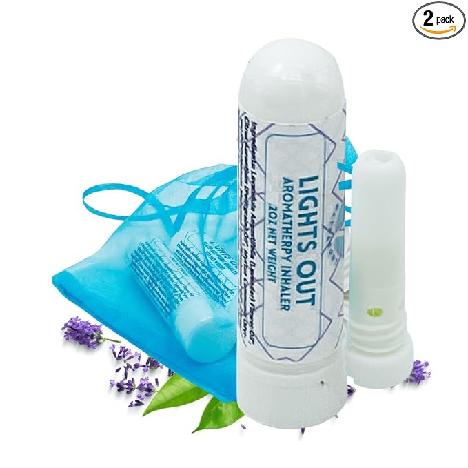 LIGHTS OUT Aromatherapy Nasal Inhaler 2PK | Relaxation and Sleep Support Essential Oil Blend w/Lavender and Neroli | Natural Undiluted Essential Oils | Gift Basket Idea | Valentine Gift