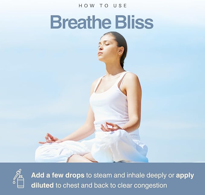 Breathe Bliss Essential Oil Blend – Cool, Fresh, Clearing Botanical Aroma – for Easy Breathing, Diffusers & Personal Inhalation – 30 ml