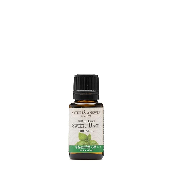 Nature's Answer 100% Pure Organic Essential Oil, 0.5-Ounce, Sweet Basil