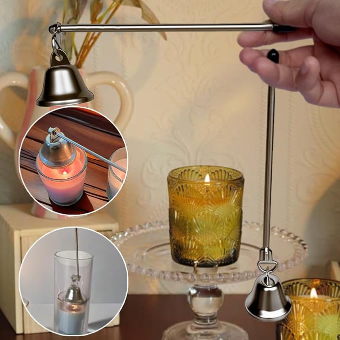 Ouliget Candle Snuffer with Extendable Long Handle,Polished Stainless Steel Wick Flame Snuffer for Tea Light Candles,Candle Tool for Putting Out Extinguishing Flame Safely
