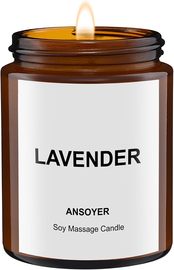 Massage Oil Candle, Lavender Scented Candle for Spa Use, Ultra Hydrating Body Care with Soybean Oil, 4.5oz