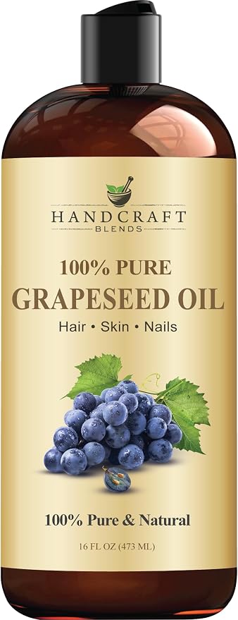 Handcraft Blends Grapeseed Oil | 100% Pure and Natural | Bath & Body Oil | Premium Grade Carrier Oil | Skin | Hair | Body | Massage | Cold-Pressed | Hexane-Free | 16 Fl Oz