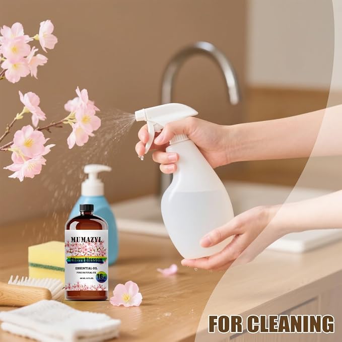 Cherry Blossom Essential Oil, Cherry Blossom Oil 16 Fl Oz 480ML for Diffuser Humidifier Yoga Cleaning DIY Candle Soap Making MUMAZYL Essential Oils