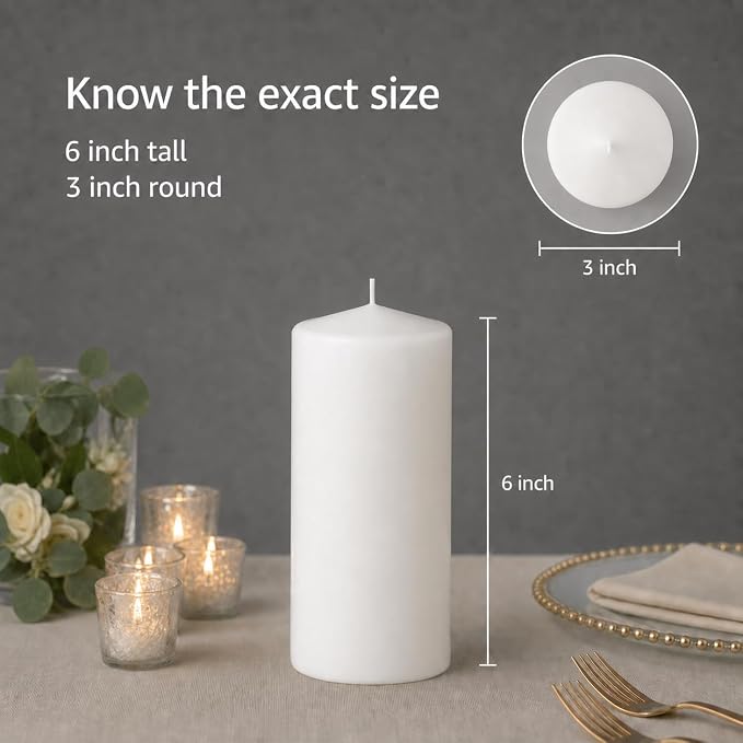 yummi 3" x 6" White Round Pillar Candles - 3 per Pack