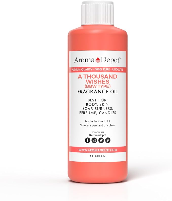 Aroma Depot A Thousand Wishes 4oz Fragrance Oil I Perfume I Skin Oil I Scented Oil. DIY Projects Such as Candles, Bath Bombs, Body Butters, Creams & Lotions. For Diffuser, Burners, or Warmers.