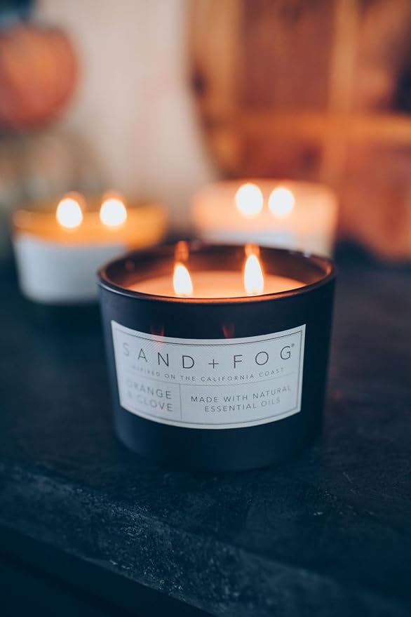 Sand + Fog Scented Candle - Orange & Clove – Additional Scents and Sizes – 100% Cotton Lead-Free Wick - Luxury Air Freshening Jar Candles - Perfect Home Decor – 12oz