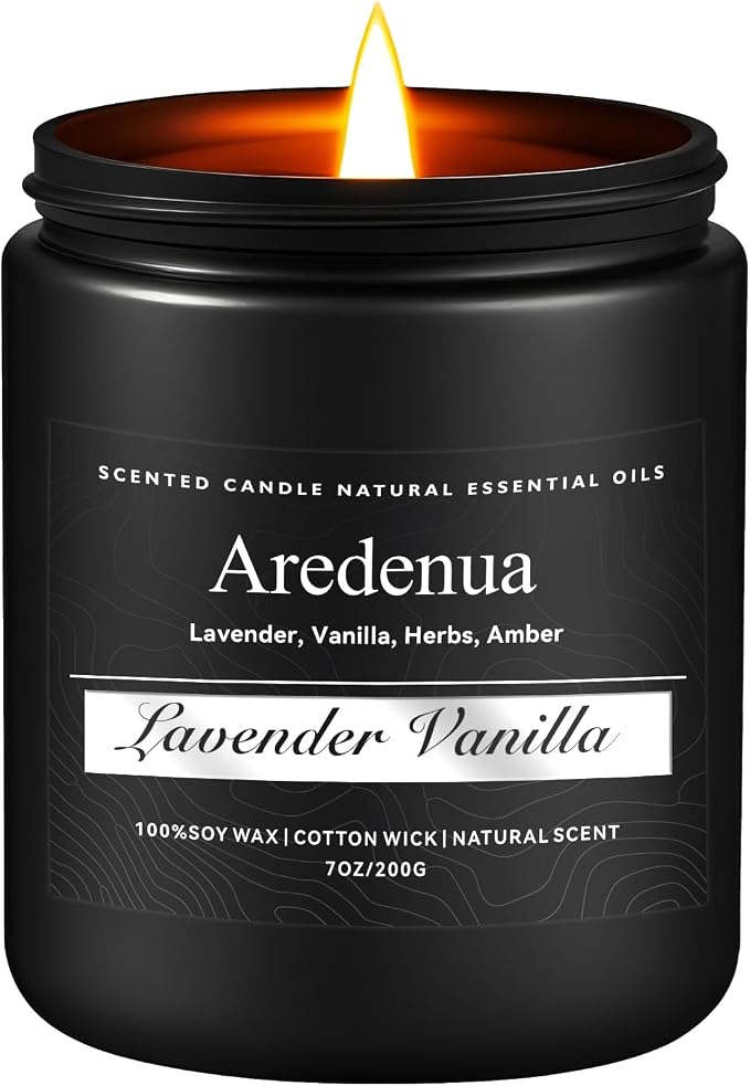 Lavender Vanilla Candle | Self-care Candle Gifts, Soy Candles for Home Scented, Aromatherapy Gifts for Women Men - 7oz Scented Candles for Home, 50 Hours Burn Time, Perfect for Relaxing Home Fragrance