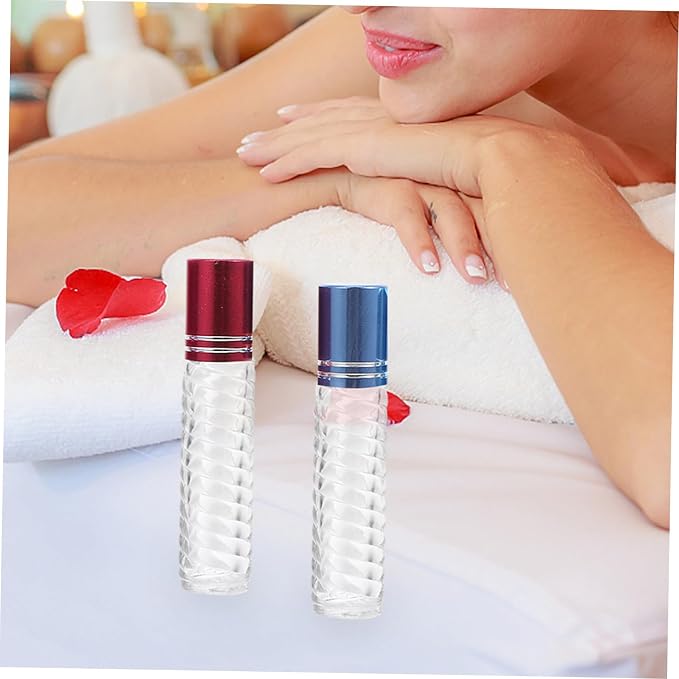 Mobestech 12pcs 5ml Glass Roller Ball Bottles Essential Oil Bottle Kit Refillable Mini Perfume Portable for Travel and Aromatherapy Use Random Color