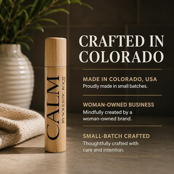 Soulistic Root Calm Essential Oil Roller, Calm Essential Oil Roll On Blend, 10ml Glass Roller- Stress Relief, Essential Oil Blends, Aromatherapy Self Care Products for Women