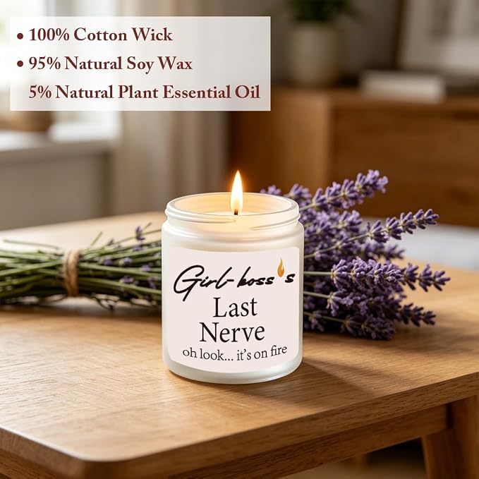 Girl-boss Gifts Boss Lady Appreciation Thank You Retirement Gifts for Women Manager Colleagues Leader Bosses Female Novelty Lavender Scented Soy Candle Gift for Boss Lady