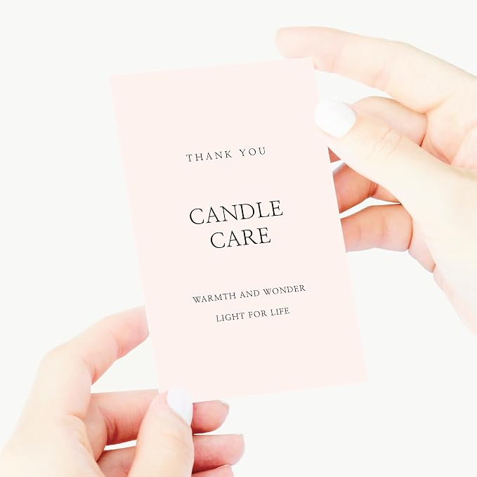 100 pack - Premium Handmade Candle Care Instruction Cards Beige 2x3.5 in, Small Business | Soy Bees Wax Melt, Candle Makers, Making Supplies Kit Set, Containers, Jars, Pot, Package
