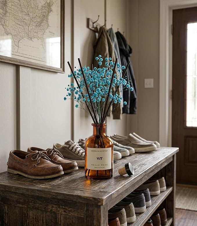 WEALD TRIBE Flower Reed Diffuser Set Ocean Mist & Sea Salt Scent for Bathroom Air Fresheners | 4.0 fl oz Essential Oils with Sticks Home Fragrance Defusers | House Bedroom Office Shelf Decor & Gift