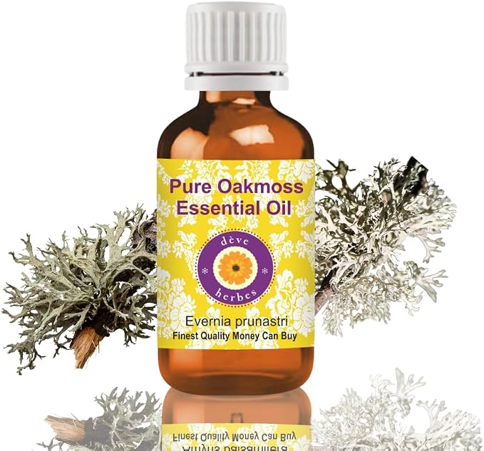 dève herbes Oakmoss Essential Oil (Evernia prunastri) Pure | Non-Sticky | Non-Greasy | Lightweight | Men & Women | All Skin Types | Steam Distilled 30ml (1 oz)