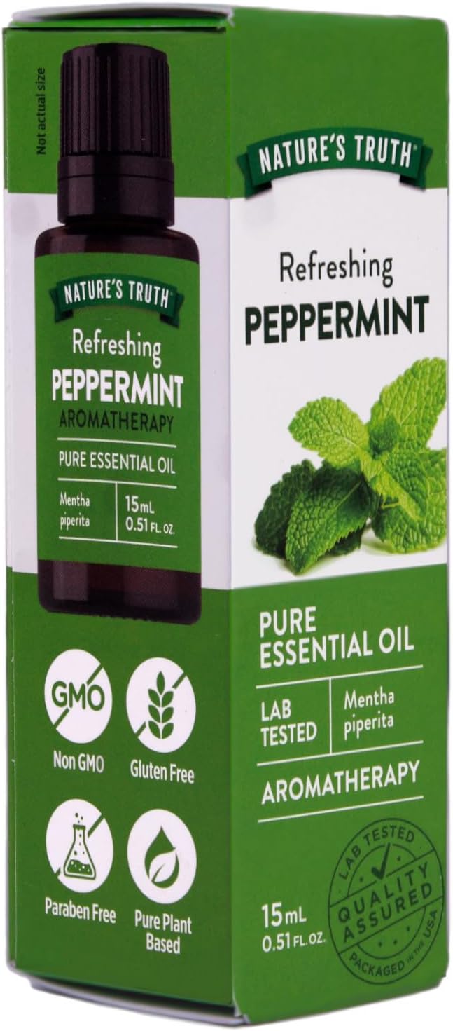 Nature's Truth Peppermint Essential Oil for Diffusers and Aromatherapy, 0.51 FL OZ - 4 Pack