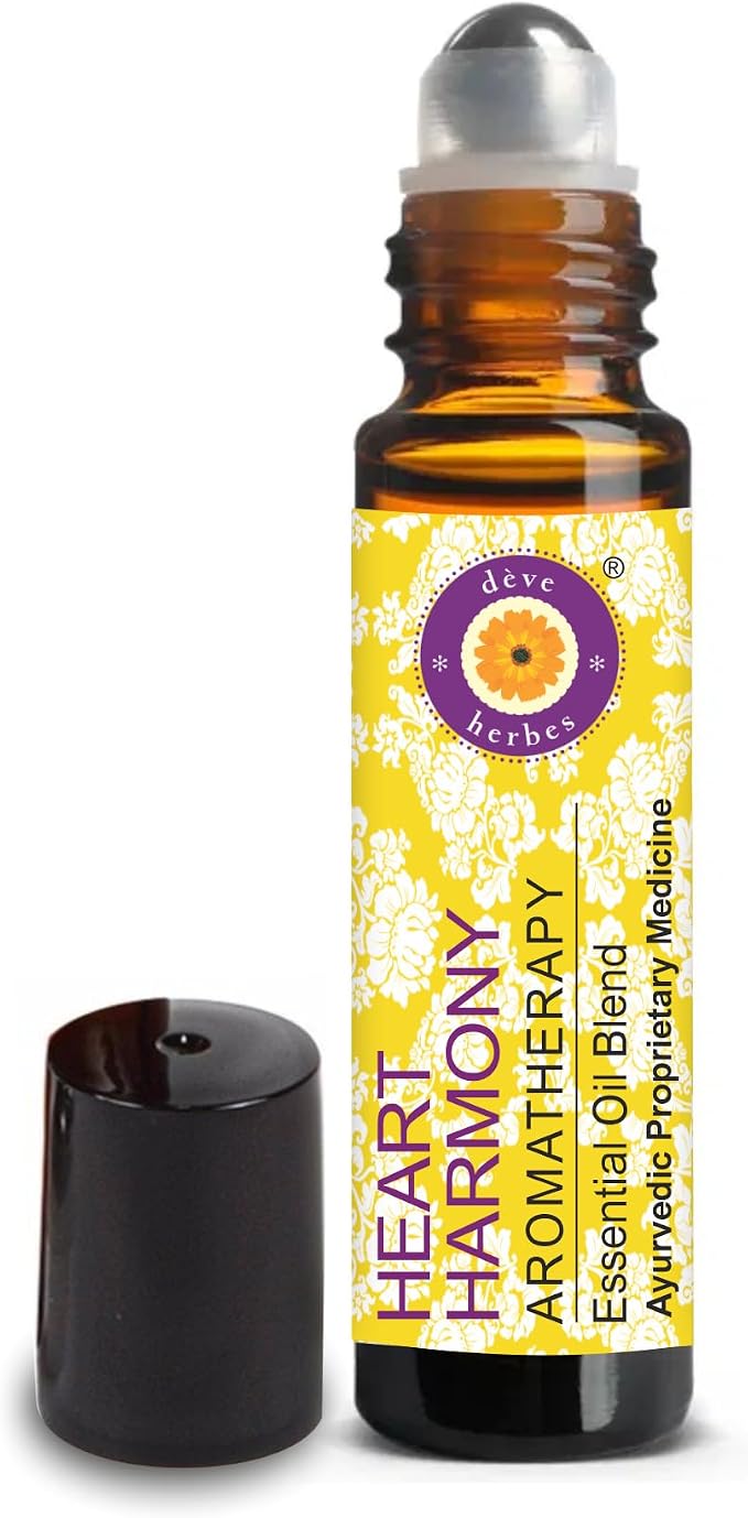 déve herbes Heart Harmony - Aromatherapy Essential Oil Blend of Vetiver, Clary Sage, Ylang Ylang & Geranium Essential Oils 10ml (Roll-On)