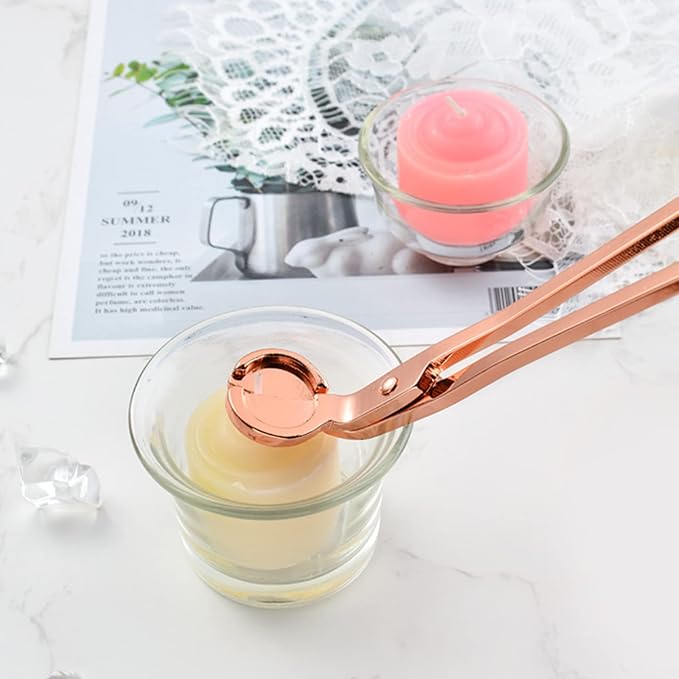 2pcs Candle Wick Trimmer, Polished Wicker Scissors, go deep into The Candle to Cut Spent Chips, Allow The Cleaner to Burn and Prevent Smoke buildup (Rose Gold)