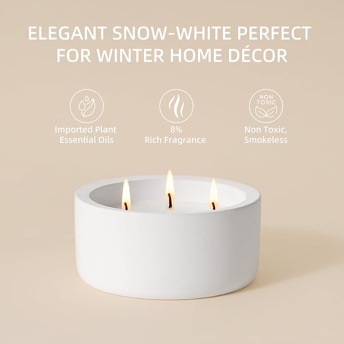 Viyffo 20oz Large White Scented Candle for Women – Vanilla Dreamscape, 3 Wick Non Toxic Soy Candle, Matte Ceramic Jar, Luxury Home Fragrance, Elegant Room Decor & Premium Gift