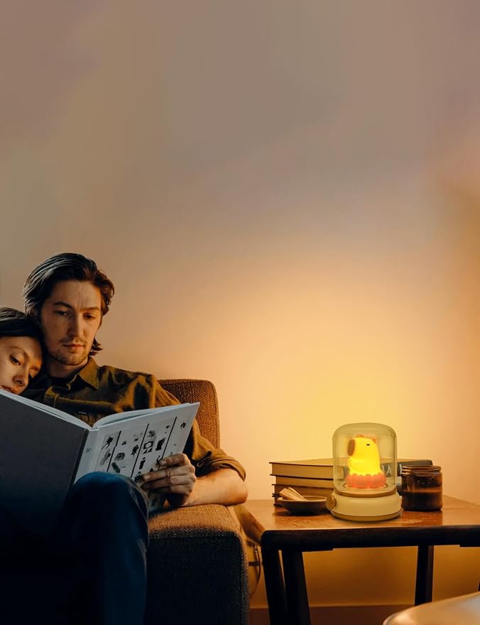 WANIDEA Lucky Capybara Night Light, Cute Rechargeable Lamp for Kids, Rotatable Brightness Adjustment, Lucky Capybara Gift (Yellow)