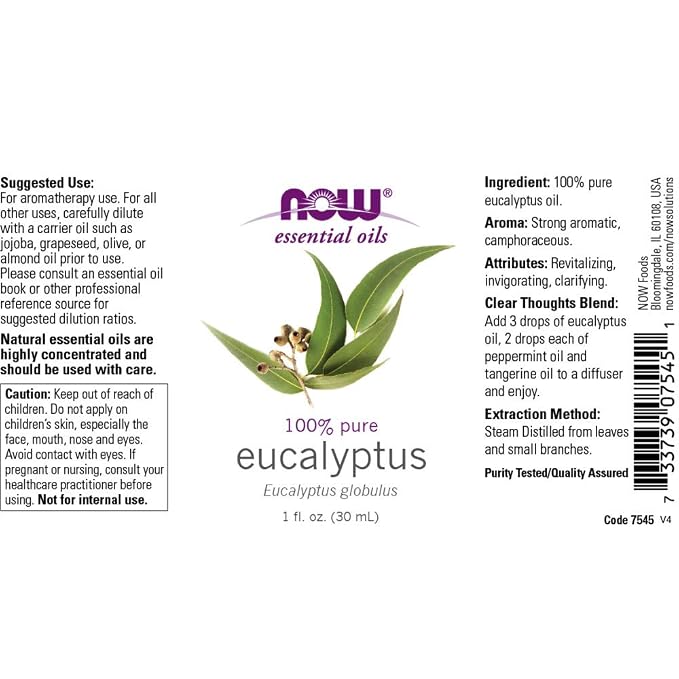 3-Pack Variety of NOW Essential Oils: Pure & Natural Blend - Lavender, Eucalyptus, Peppermint