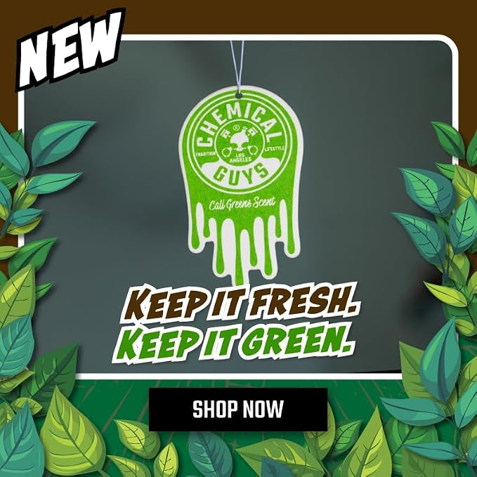Chemical Guys Hanging Car Air Freshener 12-Pack, Cali Greens Premium Fresh Floral & Refreshing Green Fragrance, Rearview Mirror Paper Fresheners for Cars, Trucks, SUVs, RVs & Boats