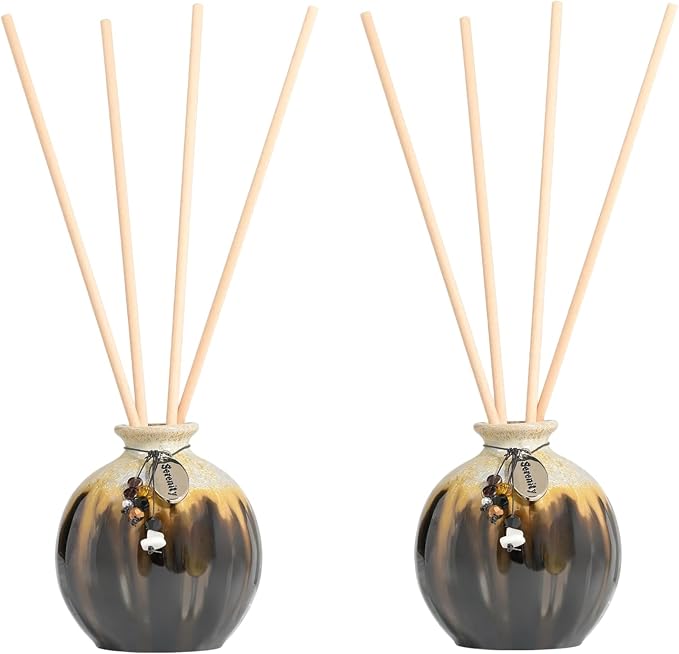 180ml 2 Pcs Reed Diffuser Bottles Empty with Hanging Ornament and 20 Diffuser Sticks, Aroma Bottle for Home Fragrance, Essential Oils, Room Decor Gift (Blue)