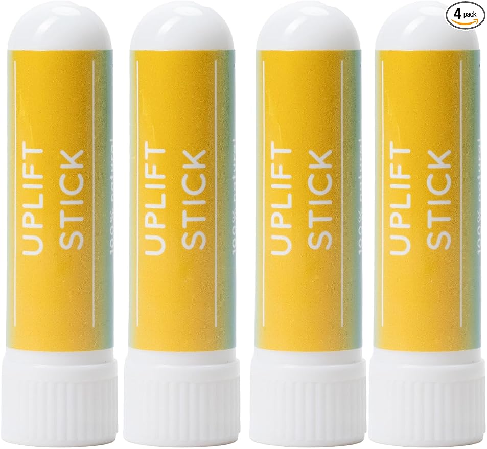 Uplift Nasal Sticks (4 Pack) - Natural Energy & Mood Boost Aromatherapy Inhaler with Citrus, Menthol & Jasmine Essential Oils