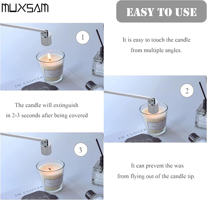 MUXSAM 1Pc 7.5x0.9in Candle Extinguisher Snuffer Candlesnuffers with Long Handle & Straight Tube for Tea Light Candles Wedding Altar Fireplace Church Wedding Candle Fire Extinguishing(Silver.)