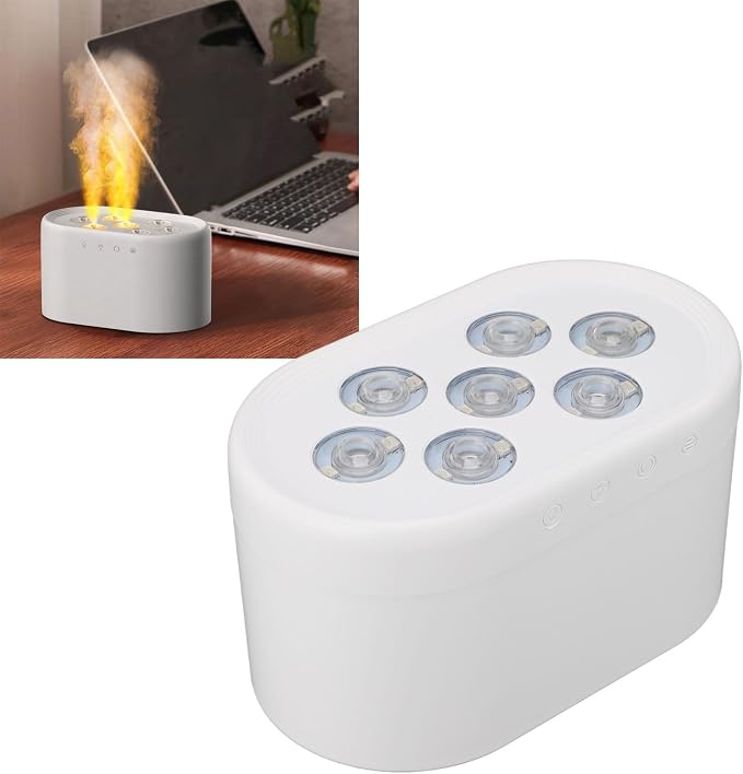 Essential Oil Diffuser Humidifier Cool Mist Aromatherapy Diffuser with Dynamic Flowing Lights, ABS PP Material, Smart Timer & Adjustable Mist for Home Bedroom Office (White)