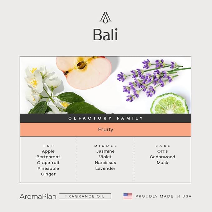 AromaPlan Hotel Scents Bali 5 Fl Oz (148ml), Home Luxury Aroma & Hotel Fragrance Diffuser Oil- Hotel Diffuser Oil for Aromatherapy- USA Made, Bigger Bottle, Bolder Aroma & Longer Lasting