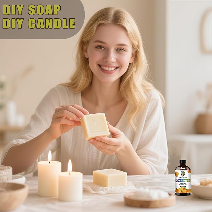 Sweet Orange Essential Oil, Sweet Orange Oils, for Diffuser, Humidifier, DIY Candles, Soap, Home, Office, Yoga, Gift, Essential Oil, GV77ZF Sweet Orange Fragrance Oil - 4 fl oz (120 ml)