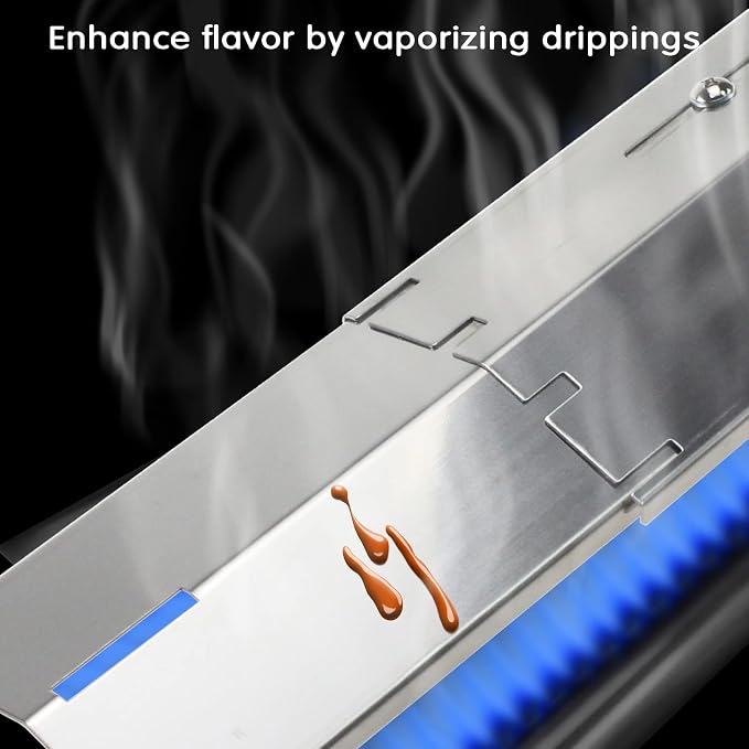 Hisencn Universal Replacement Adjustable Stainless Steel Heat Plate Shield, Heat Tent, Flavorizer Bar, Burner Cover, Flame Tamer for Brinkmann Gas Grill, Heavy Duty, Extends from 11.75" up to 21" L