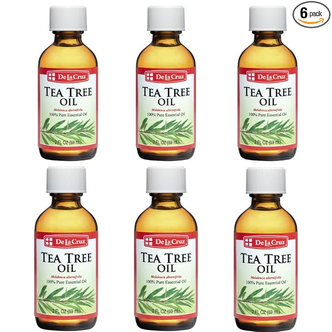 De La Cruz 100% Pure Tea Tree Oil - Steam Distilled Tea Tree Essential Oil for Aromatherapy - 2 FL OZ (6 Bottles)