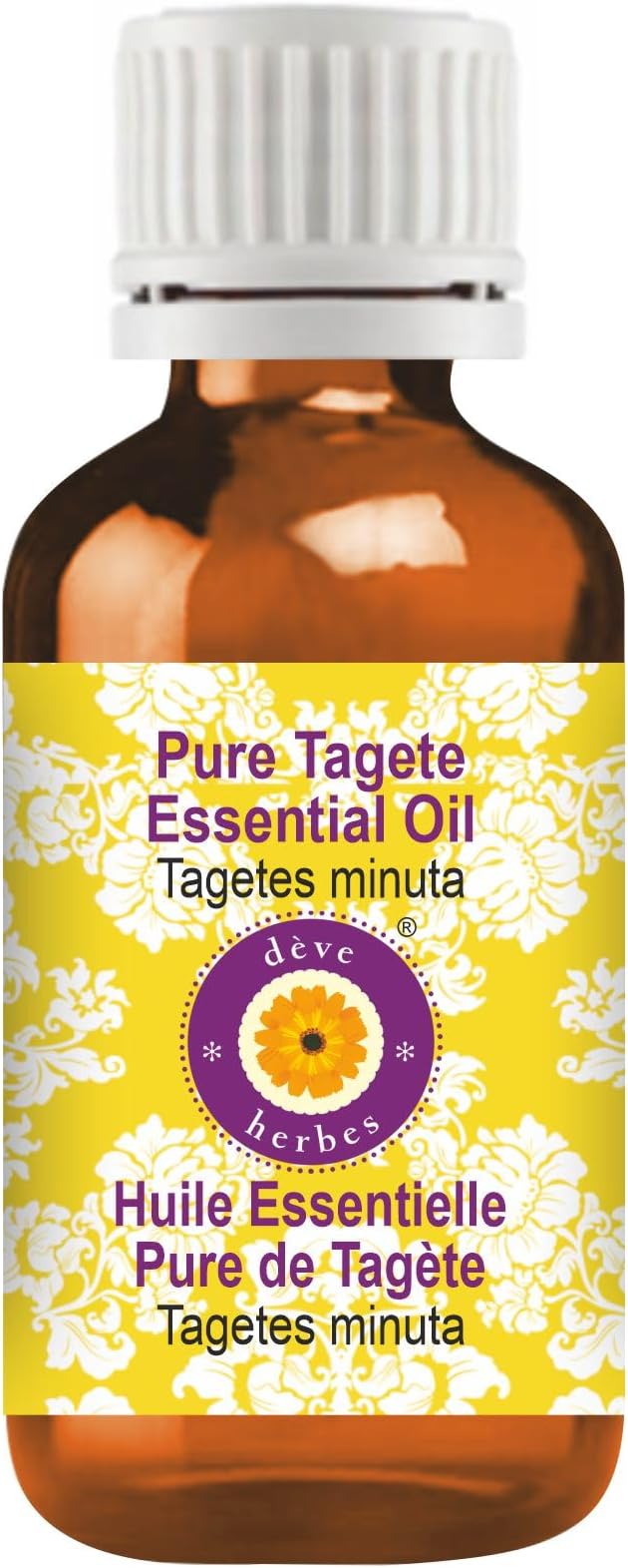 dève herbes Tagete Essential Oil (Tagetes minuta) Pure | Non-Sticky | Non-Greasy | Lightweight | Men & Women | All Skin Types | Steam Distilled 15ml (0.5 oz)