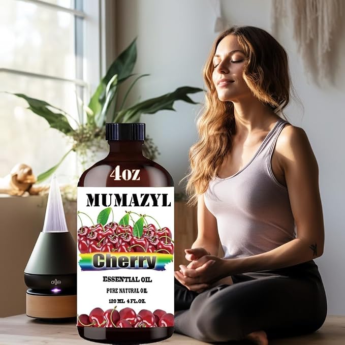 Cherry Essential Oil, Cherry Oil 4 Fl Oz 120ML for Diffuser Humidifier Yoga Cleaning DIY Candle Soap Making MUMAZYL Essential Oils