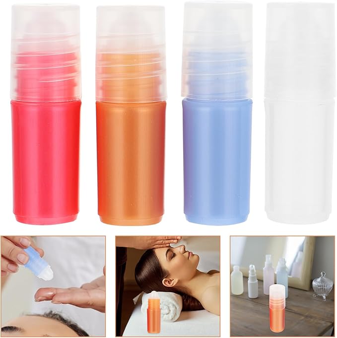 Healeved 20pcs 3ml Refillable Plastic Essential Oil Roll-on Bottles with Roller Balls for DIY Aromatherapy and Perfume, Portable Travel-friendly Empty Roller Bottles Kit Random Color