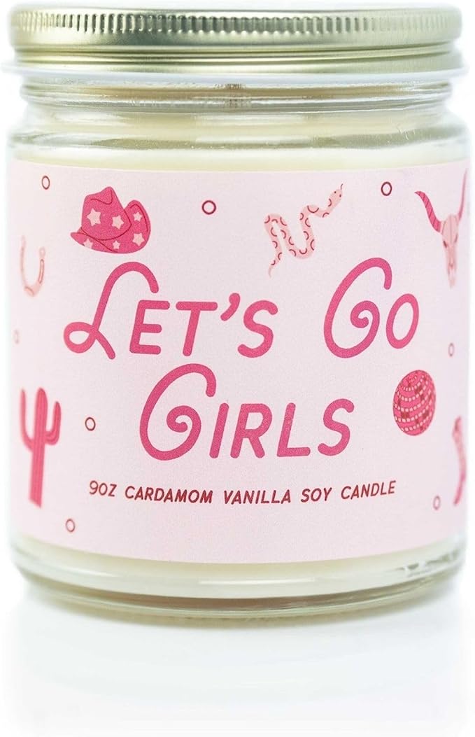Austy Lou Let’s Go Girls Scented Jar Candle, Cardamom Vanilla with Tonka, Cedar & Spices, 9 oz Soy Wax Candle, Cotton Wick, Vegan & Phthalate-Free