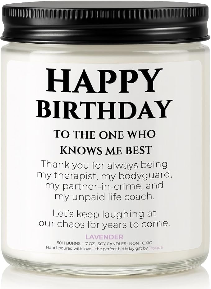 Birthday Gifts for Women – Funny Lavender Candle, Best Friend Birthday Gifts for Women Unique, Thoughtful Gift for BFF, Soul Sister, Coworker, or Classmate, White