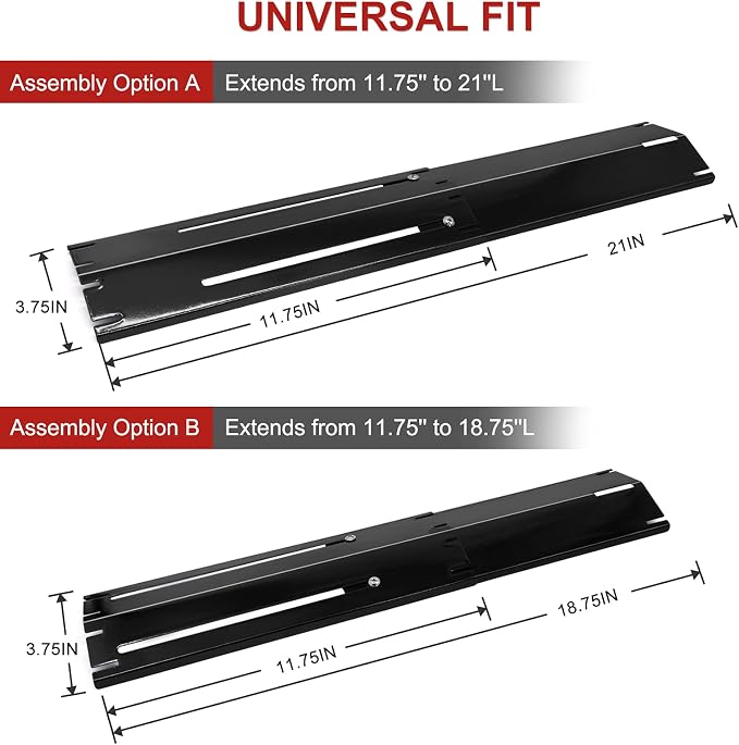 Universal Adjustable Grill Heat Plates/Heat Tents/Burner Covers/Heat Deflectors/BBQ Grill Heat Shields/Grill Cover Plates/Grill Diffuser for Gas Grill, Porcelain Steel Grill Replacement Parts (4-Pack)