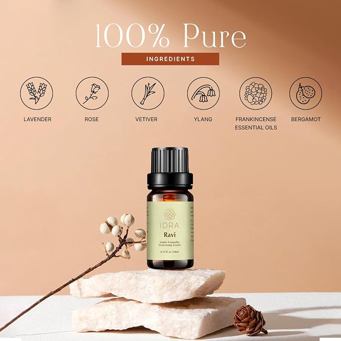 Ravi Essential Oil Blend by Idra Wellness Contains Lavender Rose Ylang Ylang 100% Pure 10ml