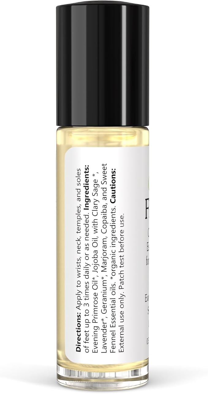 Flow Essential Oil Roll On for Women | Natural Aromatherapy Rollerball for PMS Support, Balance, Mood, and Comfort with Evening Primrose, Clary Sage, Copaiba, Fennel