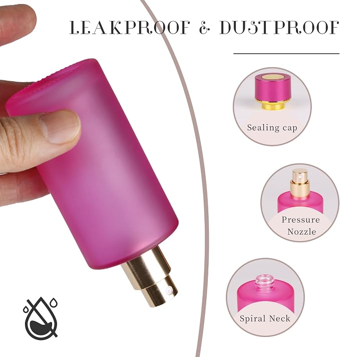 2pcs 50ml Glass Spray Bottle for Perfume,Refillable Travel Perfume Atomizer Bottles,Pink Portable Cologne Atomizer Empty Bottle.(Pink*2)